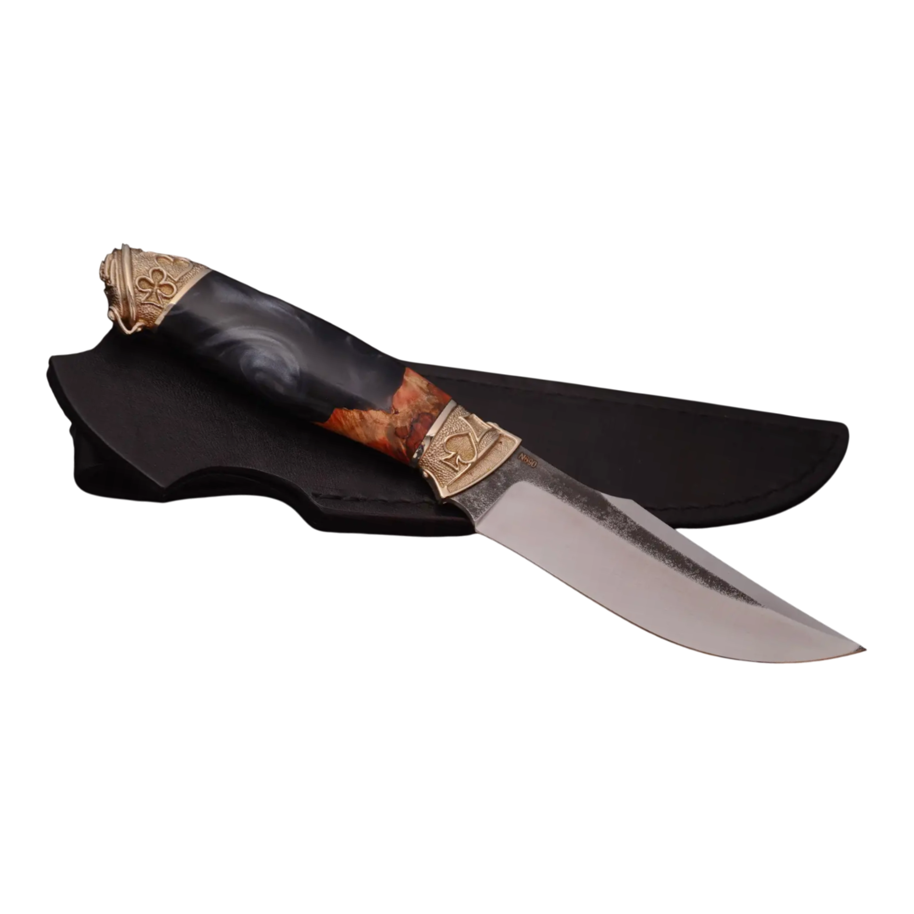 Luxury Design Ironwood Handle Knife with Leather Sheath - Elegant Knives