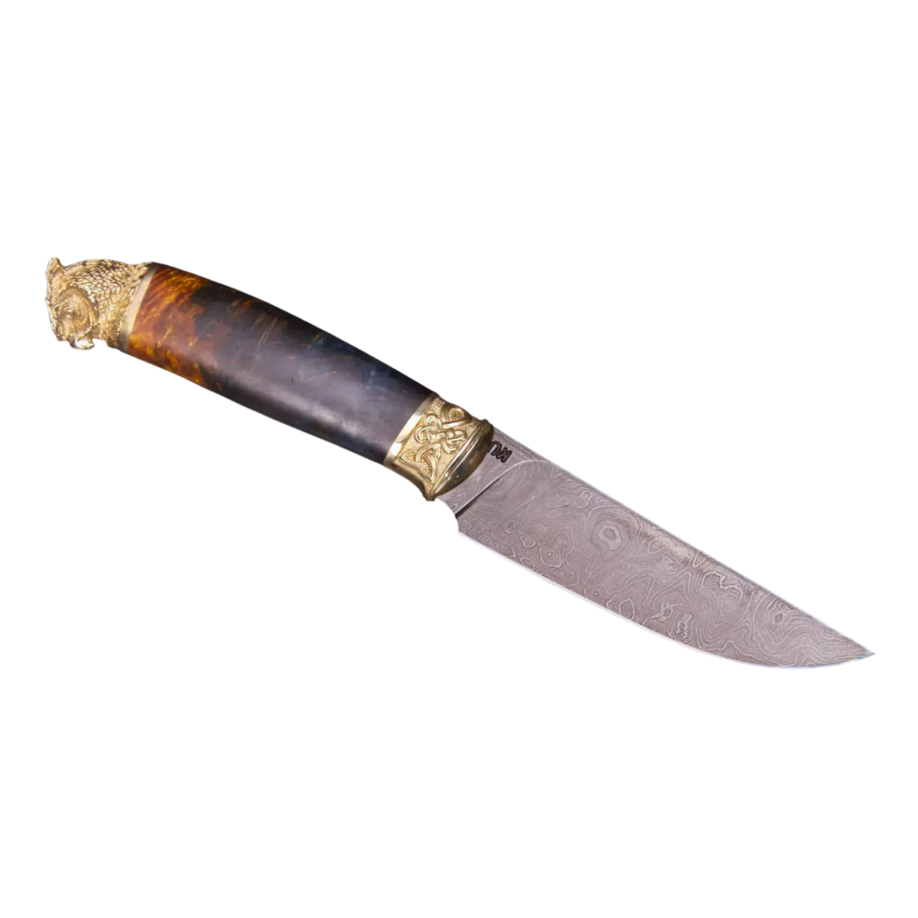 Exclusive Handmade Damascus Steel Knife with Maple Burl Handle - Elegant Knives