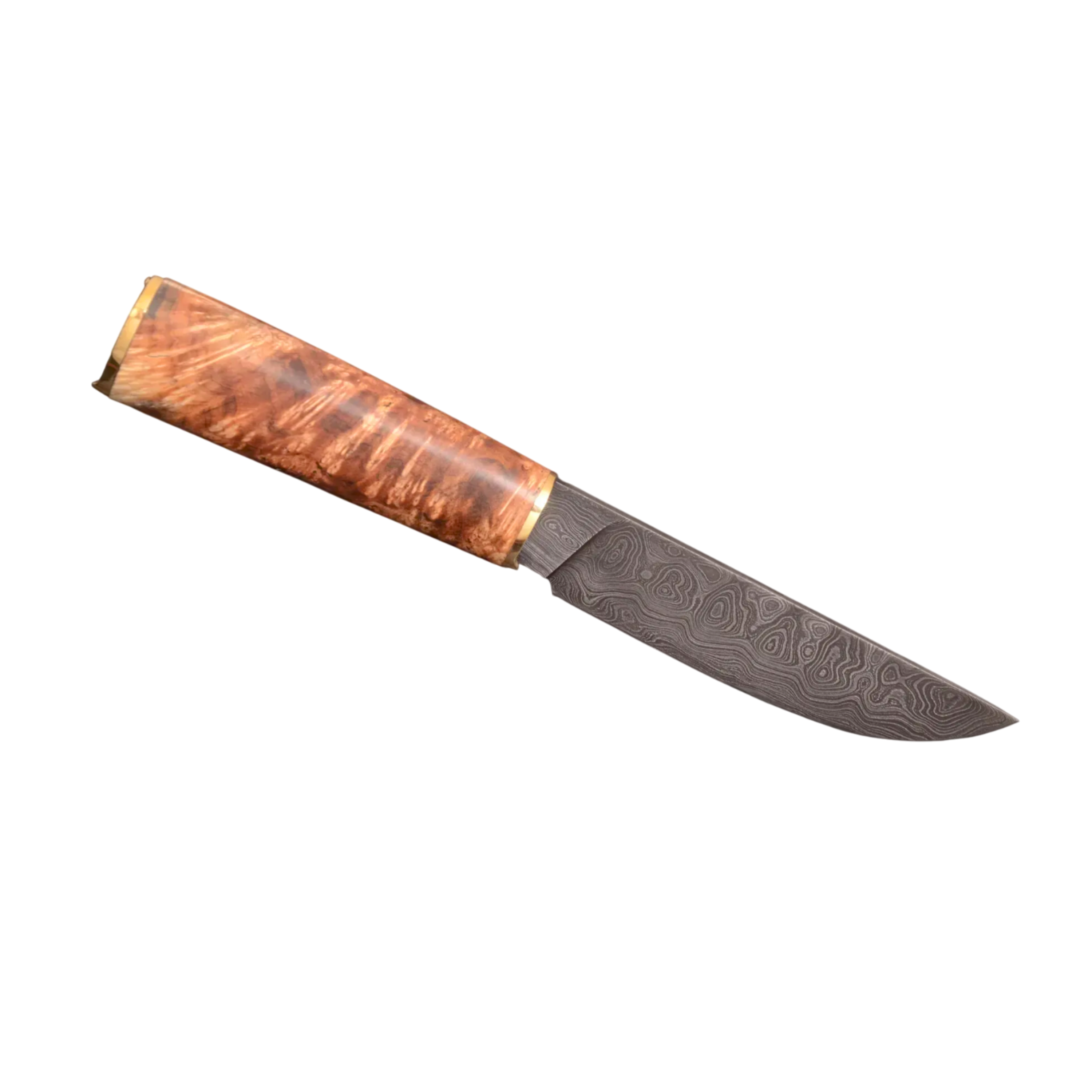 Luxury Handmade Damascus Steel Knife with Maple Burl Handle