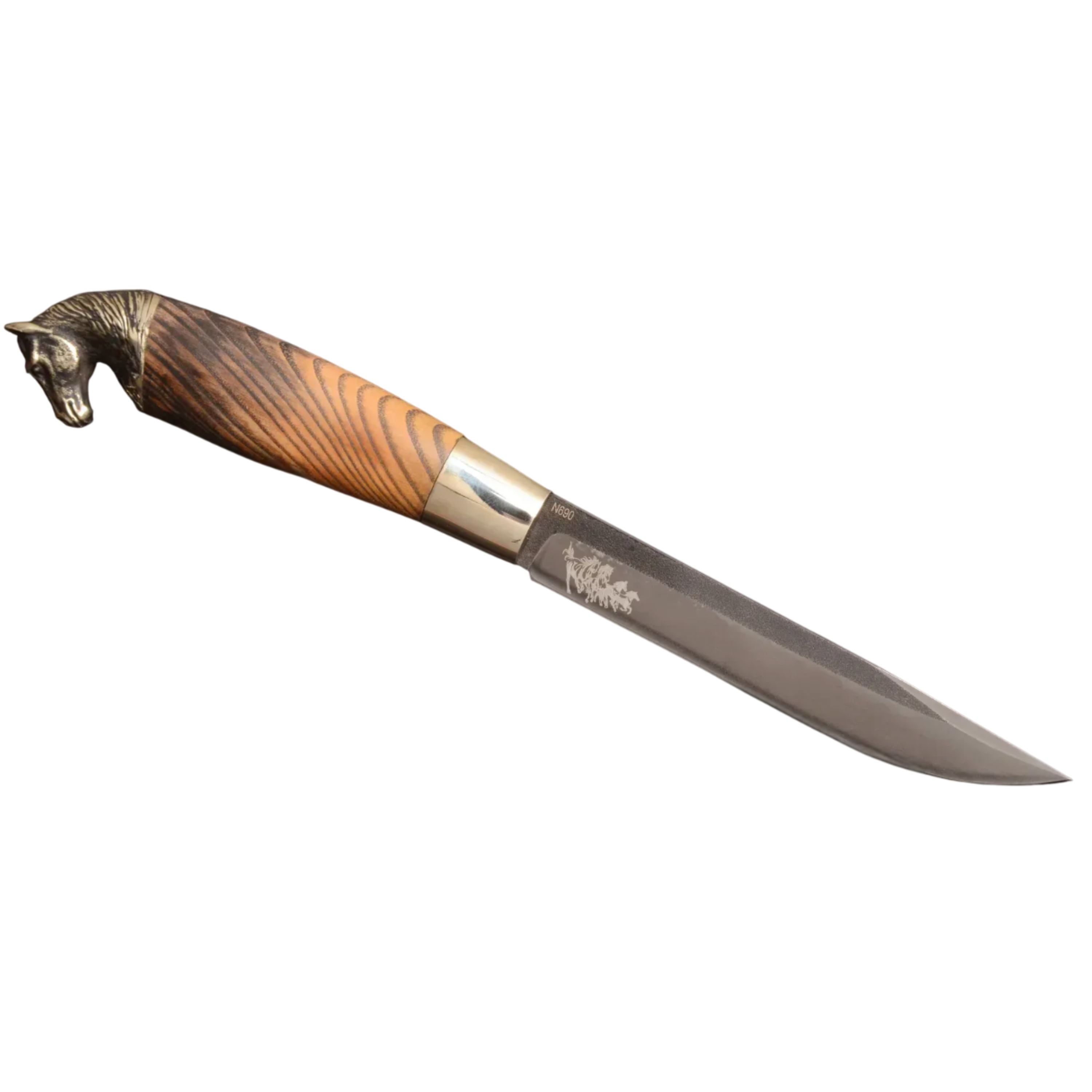 Mustang Handmade Knife with Walnut Handle & N690 Steel Blade - Elegant Knives