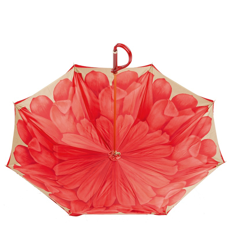 Luxury Red Dahlia Double Cloth Umbrella – Handmade in Italy