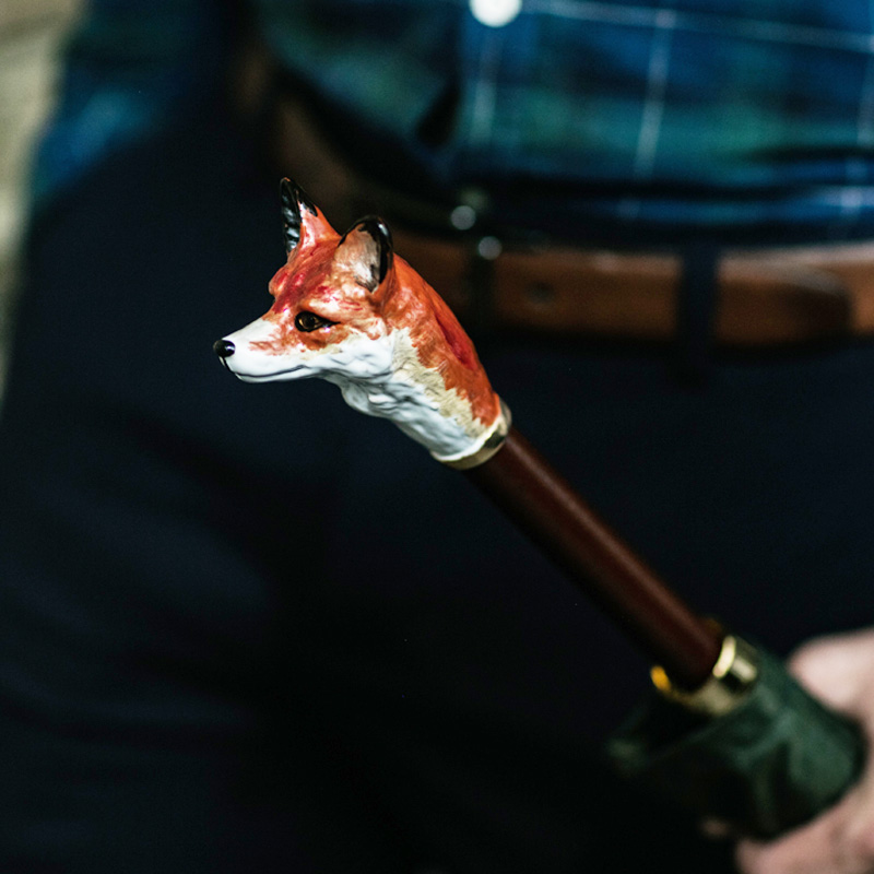 Fox Umbrella with Enameled Brass Handle – Handmade in Italy
