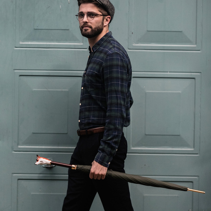 Fox Umbrella with Enameled Brass Handle – Handmade in Italy