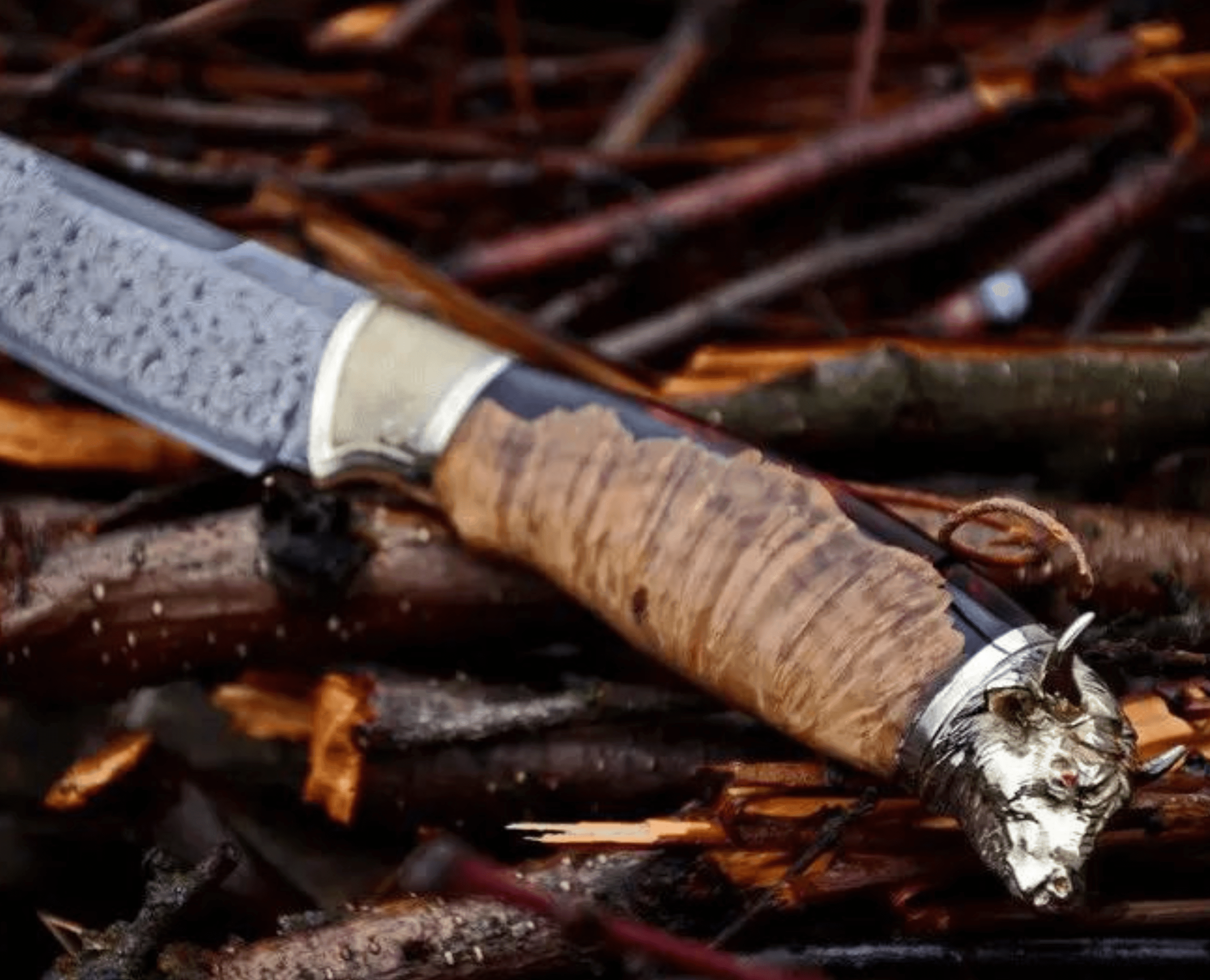 Mosaic Damascus Knife "Bull Look Into The Soul"