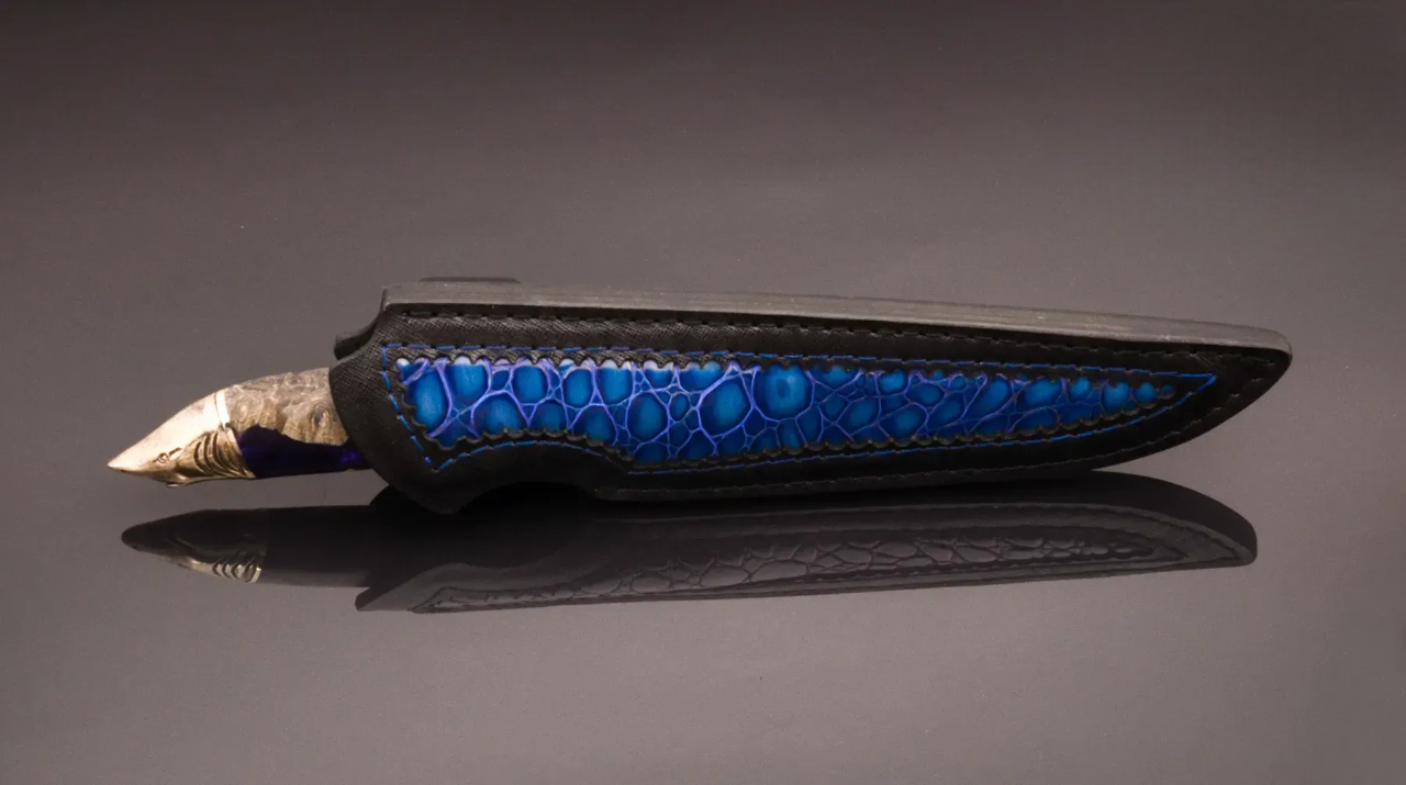 Premium N690 Steel Knife with Hybrid Handle and Leather Sheath