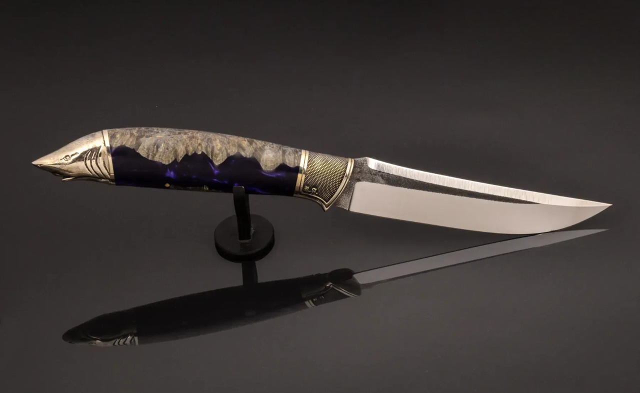 Premium N690 Steel Knife with Hybrid Handle and Leather Sheath