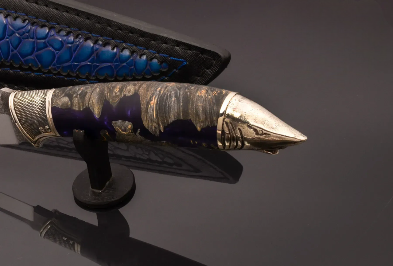 Premium N690 Steel Knife with Hybrid Handle and Leather Sheath