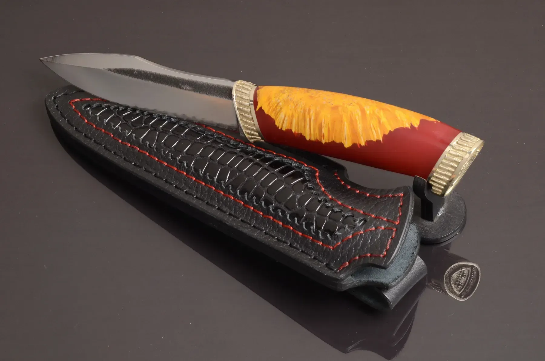 Handcrafted Knife with Hybrid Handle and Unique Cartridge-Style Fittings