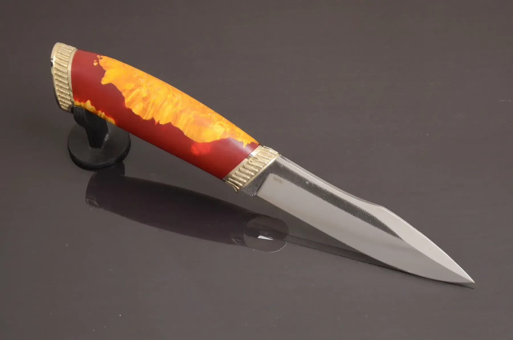 Handcrafted Knife with Hybrid Handle and Unique Cartridge-Style Fittings