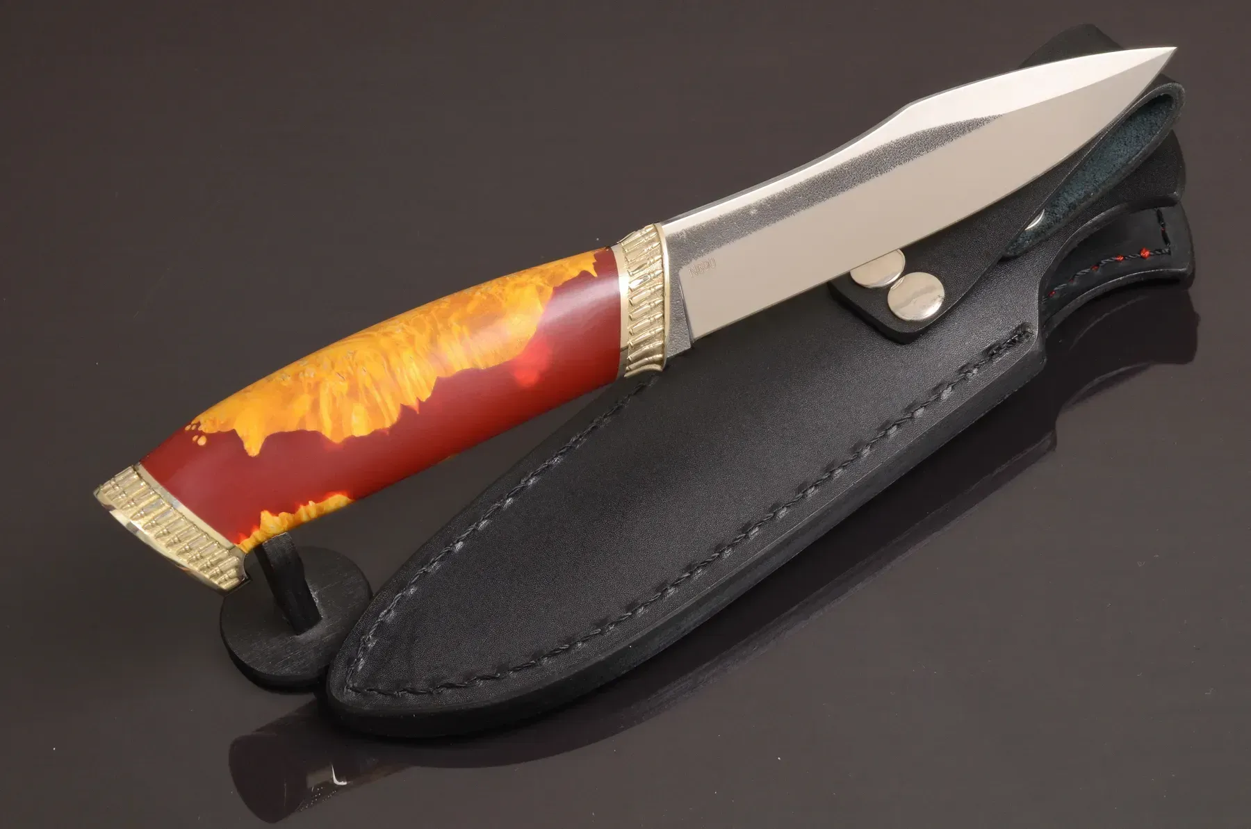Handcrafted Knife with Hybrid Handle and Unique Cartridge-Style Fittings