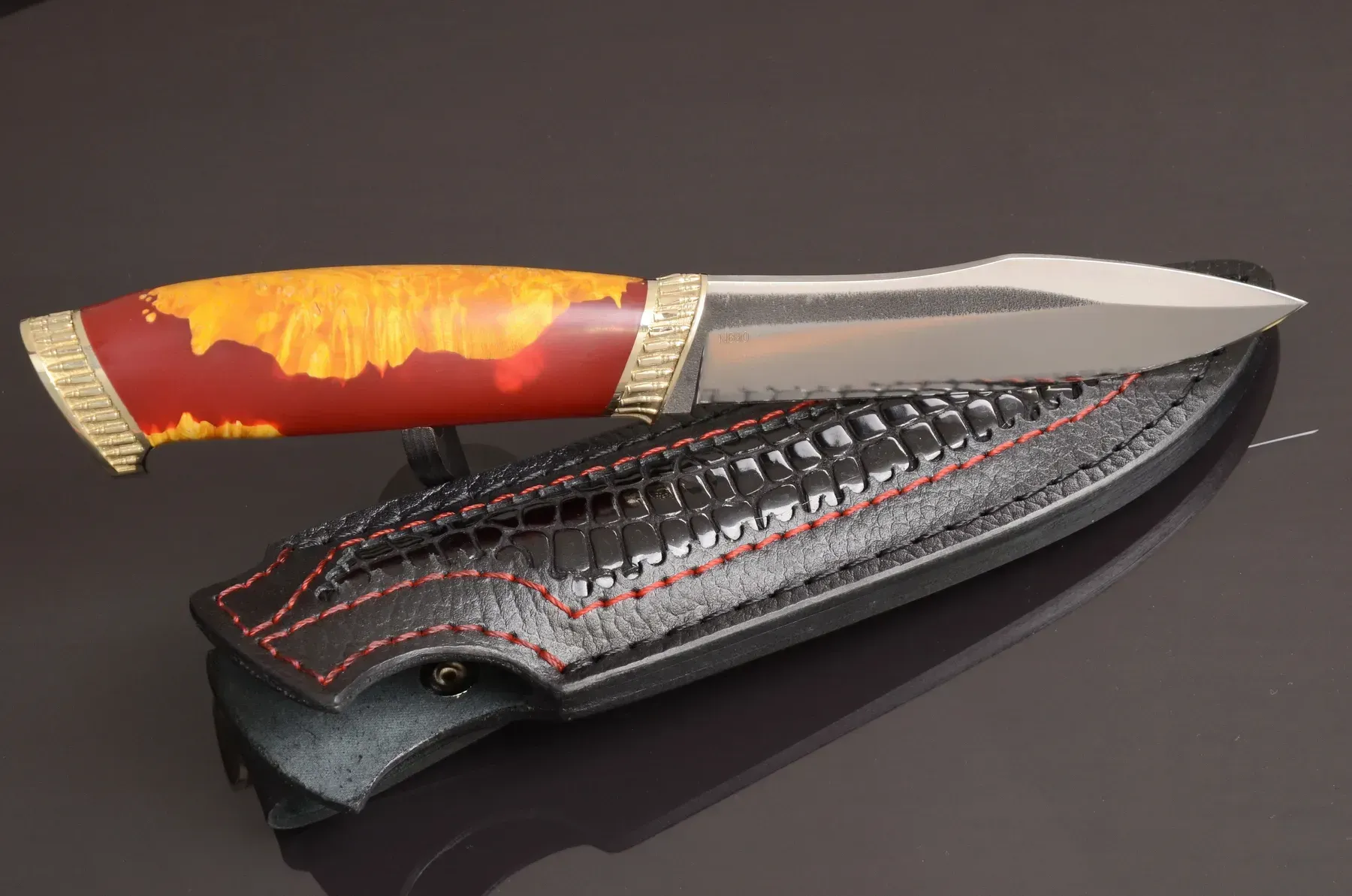 Handcrafted Knife with Hybrid Handle and Unique Cartridge-Style Fittings