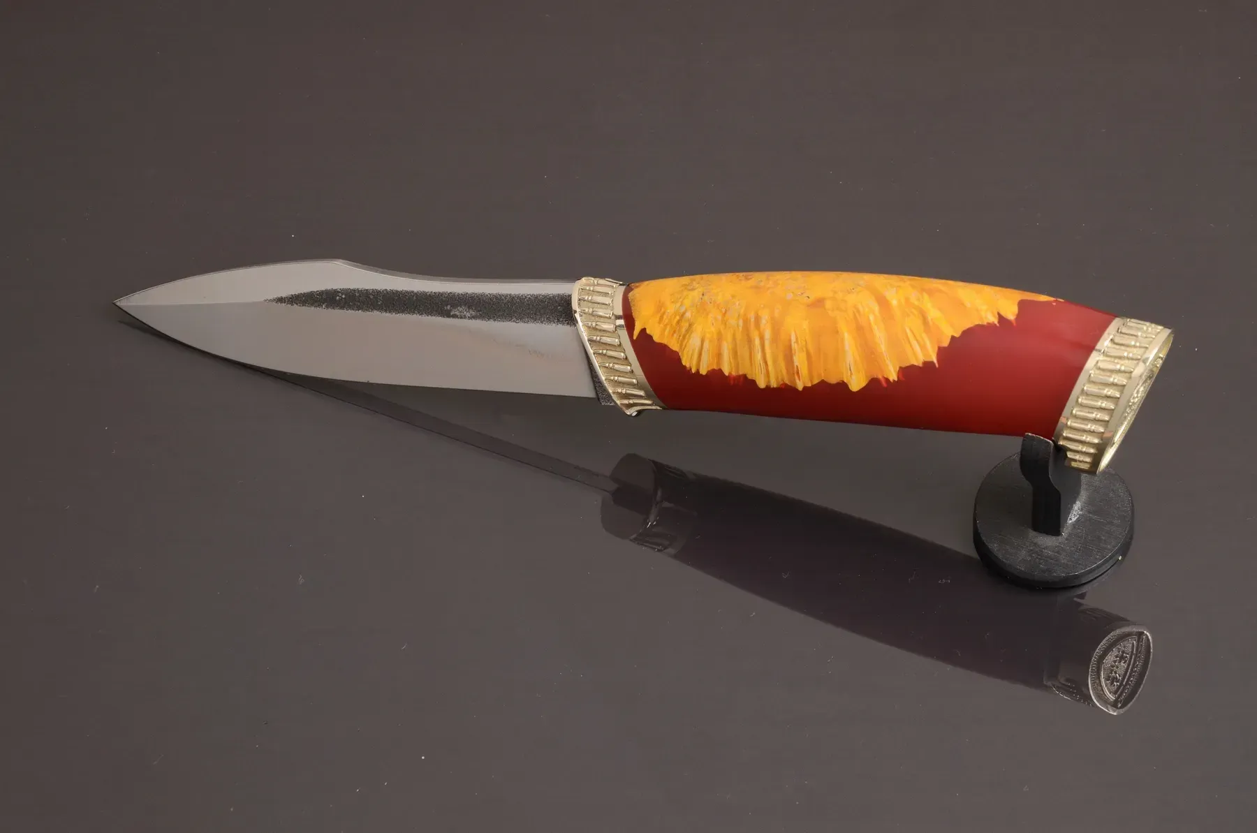 Handcrafted Knife with Hybrid Handle and Unique Cartridge-Style Fittings