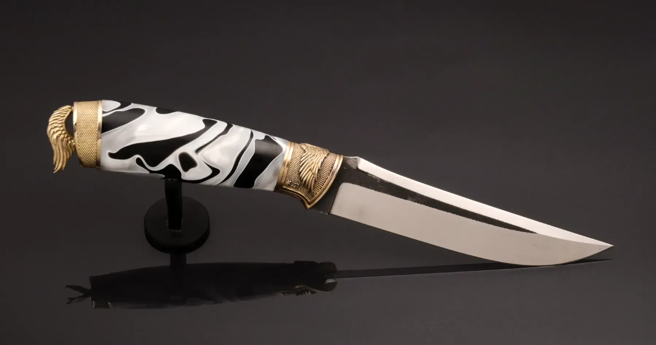 Polished Acrylic Handle Collectible Knife – N690 Steel Blade