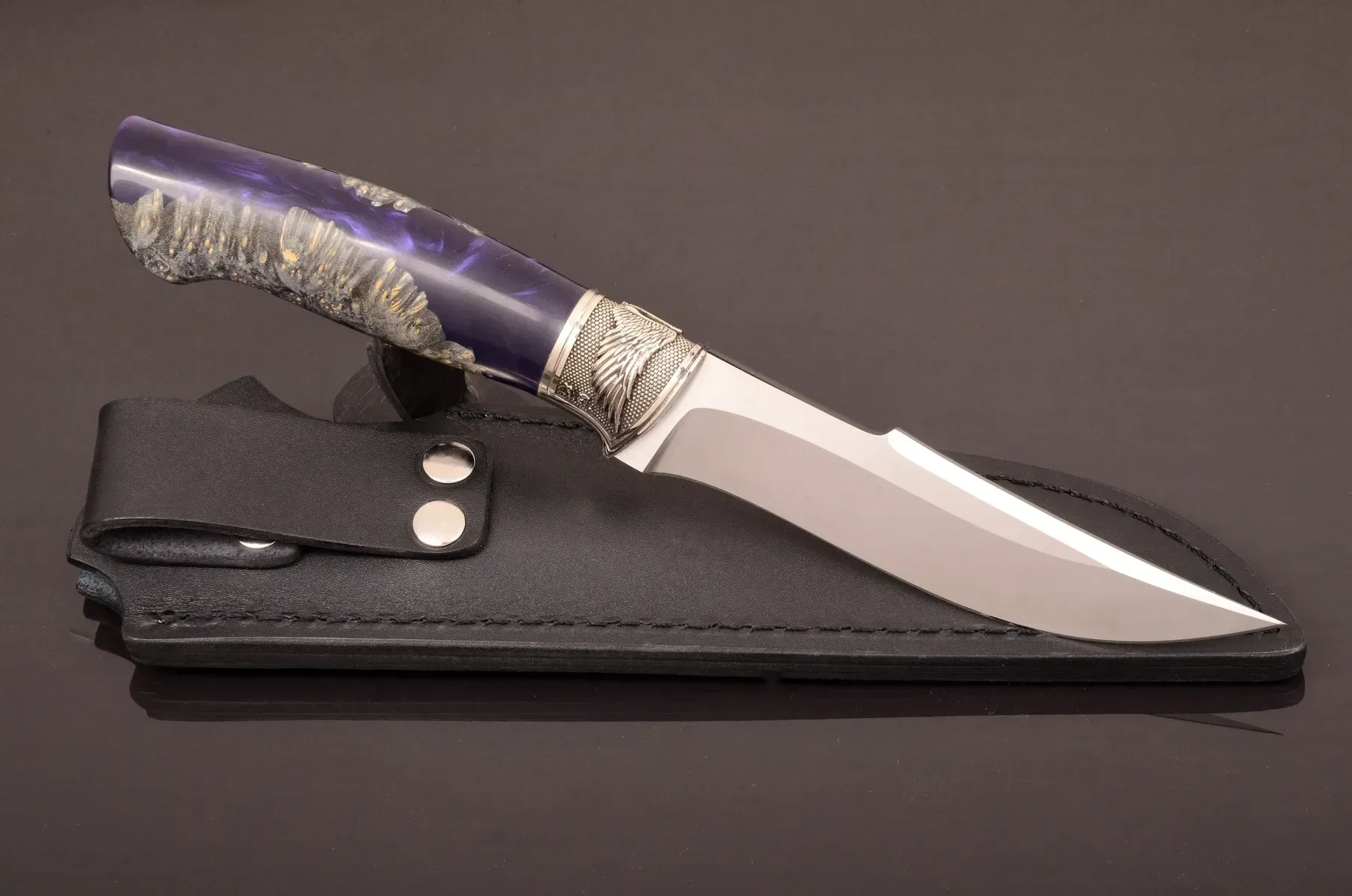 Handmade N690 Steel Knife with Hybrid Handle and Leather Sheath - Elegant Knives