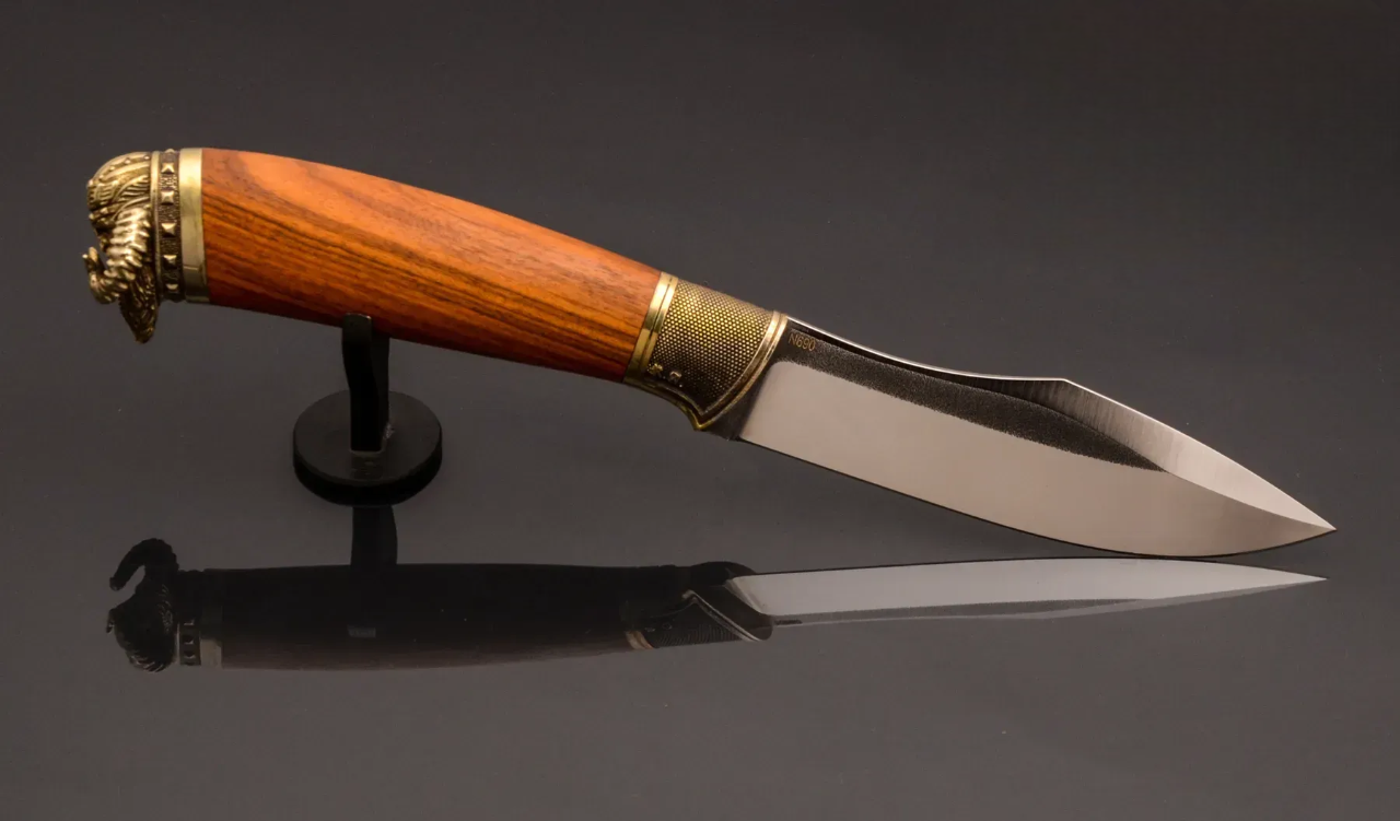 Viking-Inspired Knife with N690 Steel Blade and Rosewood Handle