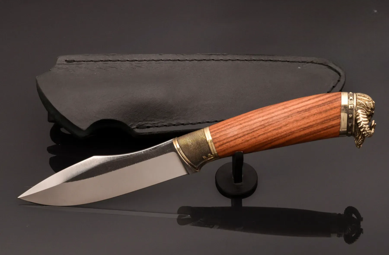 Viking-Inspired Knife with N690 Steel Blade and Rosewood Handle