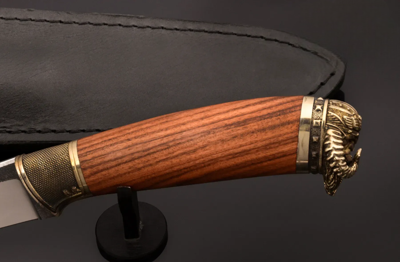 Viking-Inspired Knife with N690 Steel Blade and Rosewood Handle