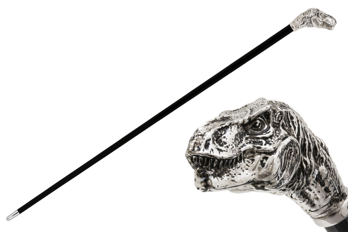 Luxury T-Rex Walking Cane with Brass Handle – Handmade in Italy