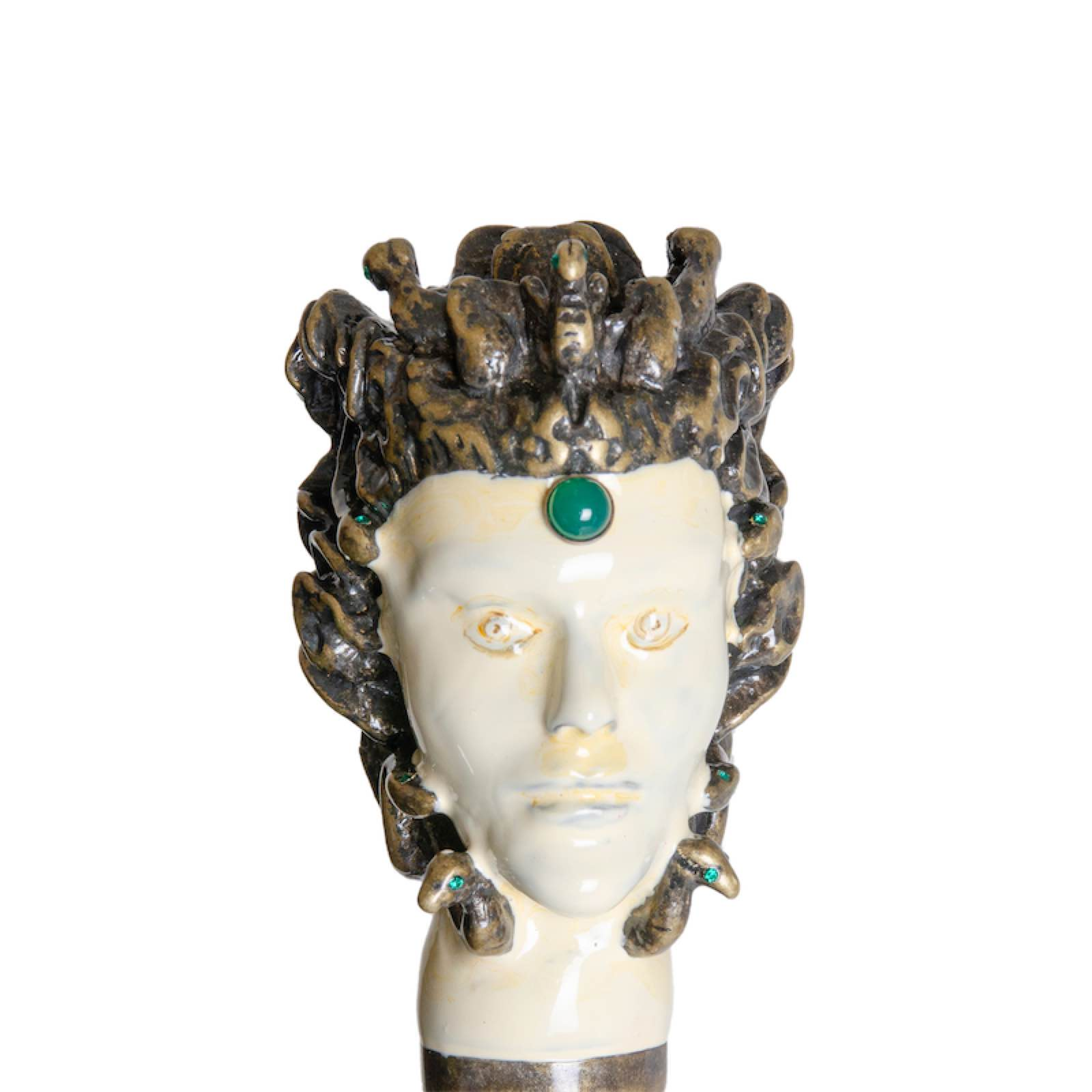 Medusa Luxury Handmade Walking Cane with Enameled Brass Panther Handle
