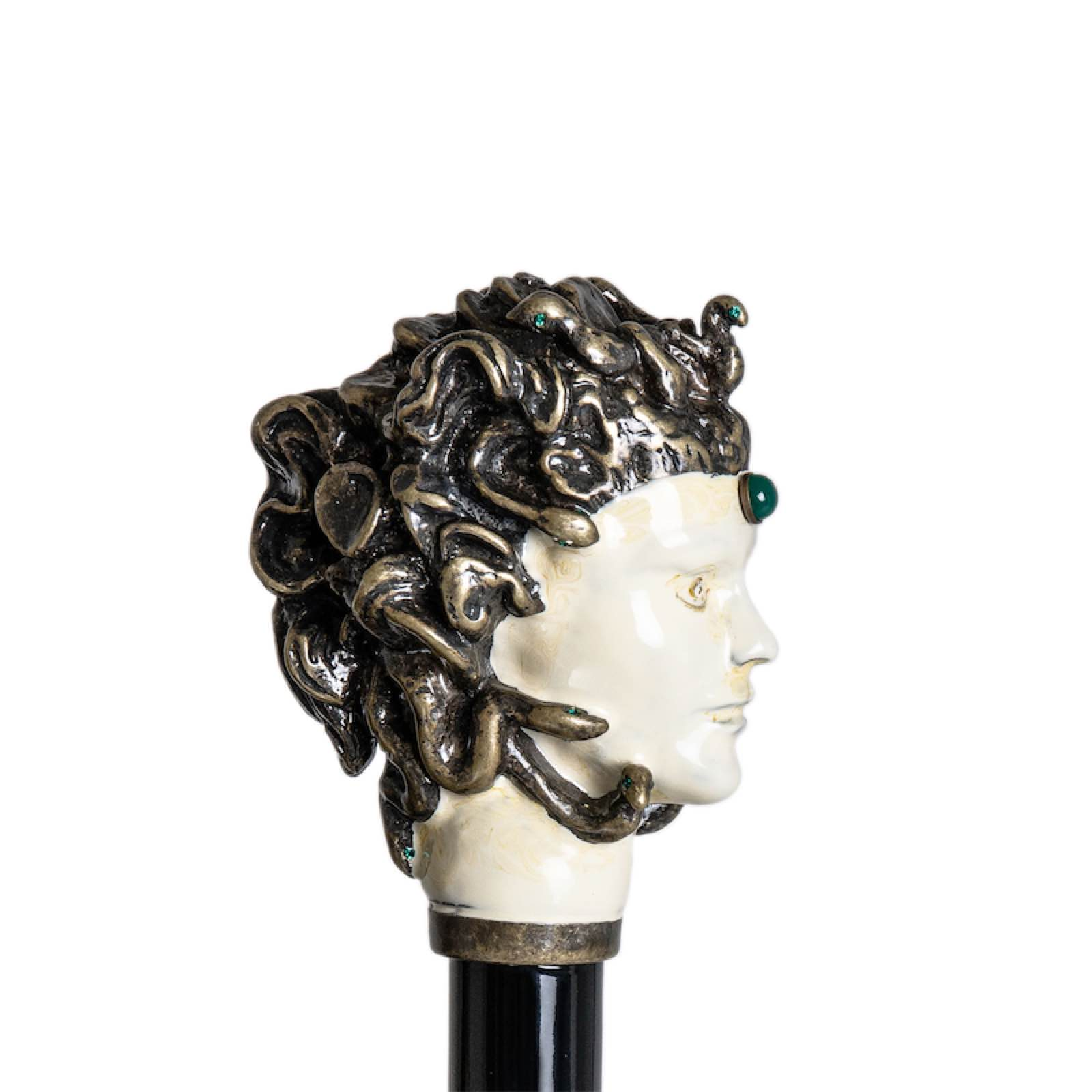 Medusa Luxury Handmade Walking Cane with Enameled Brass Panther Handle