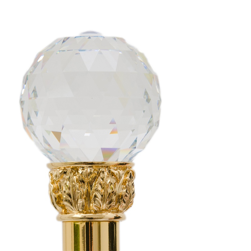 Luxury Crystal Ball Handmade Walking Cane with Gold Shaft