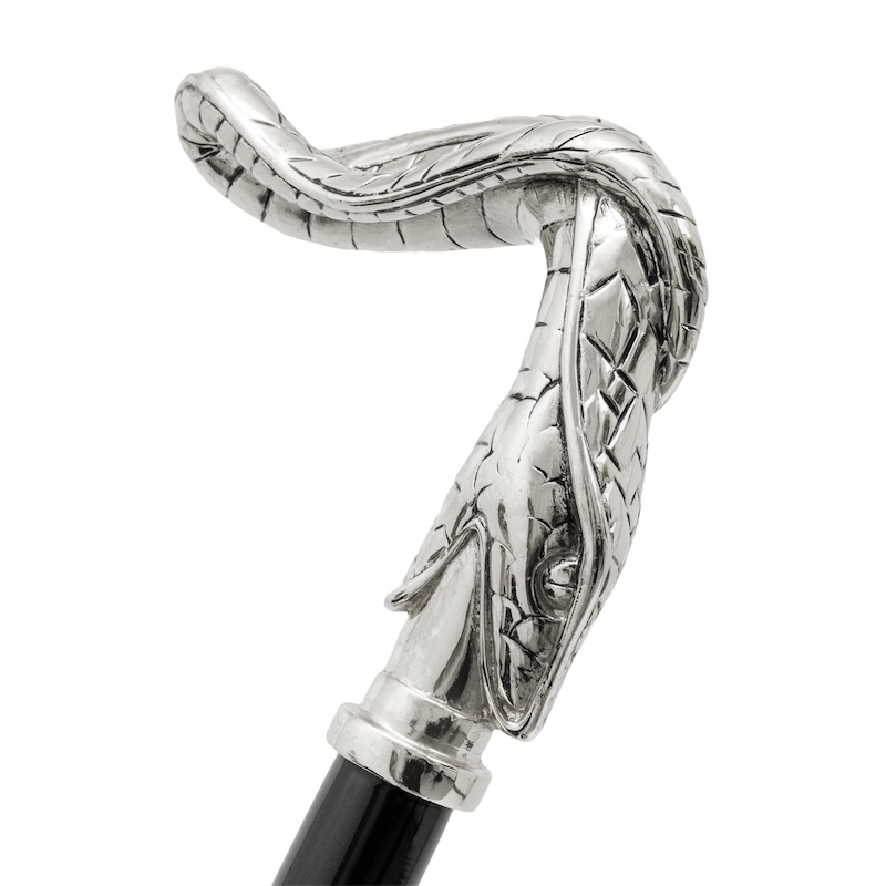 Luxury Snake Walking Cane with Metal Handle – Handmade in Italy