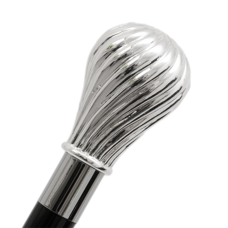 Classic Knob Silver Walking Cane – Luxury Handmade Italian Stick