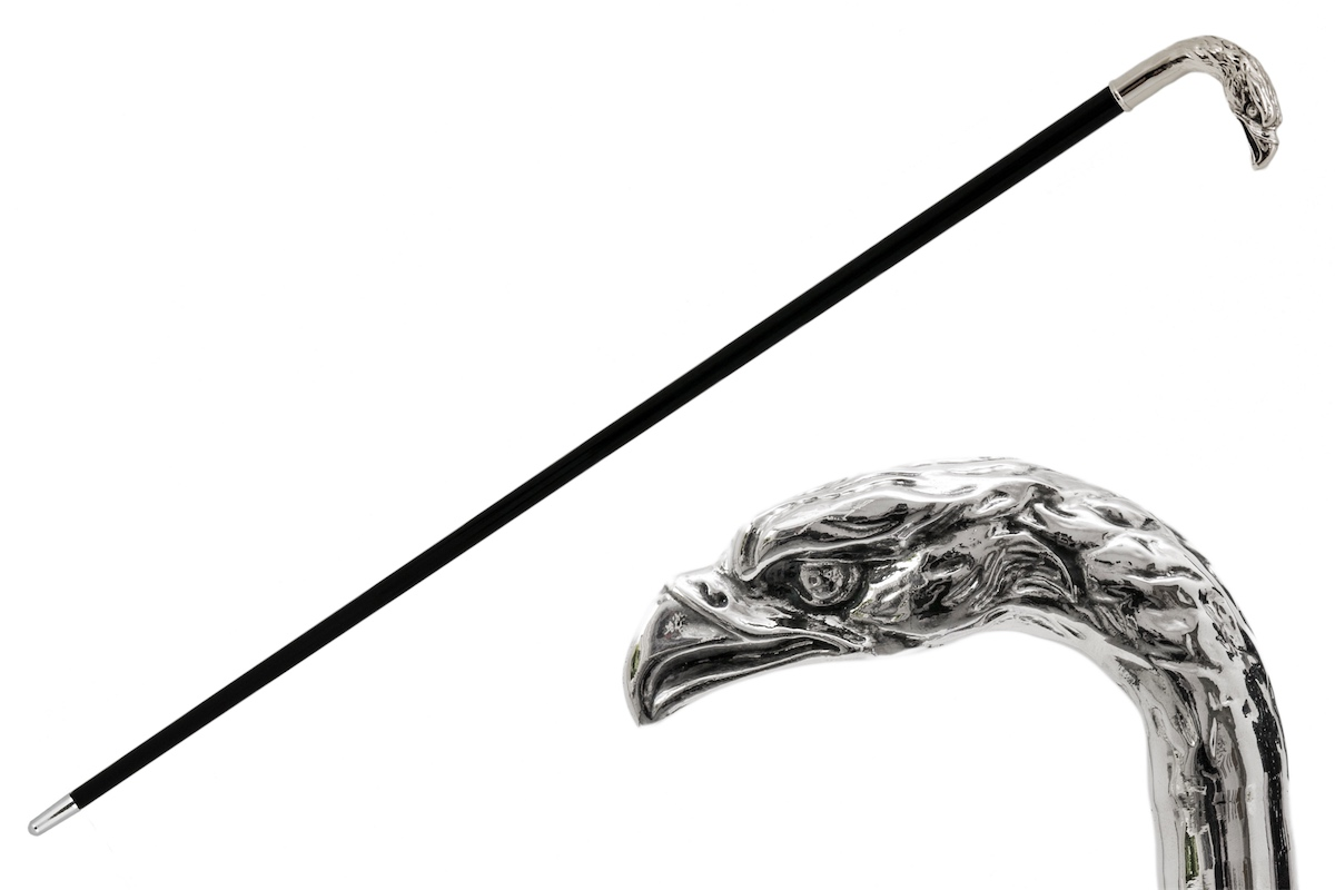 Luxury Silver Eagle Handmade Walking Cane with Metal Handle