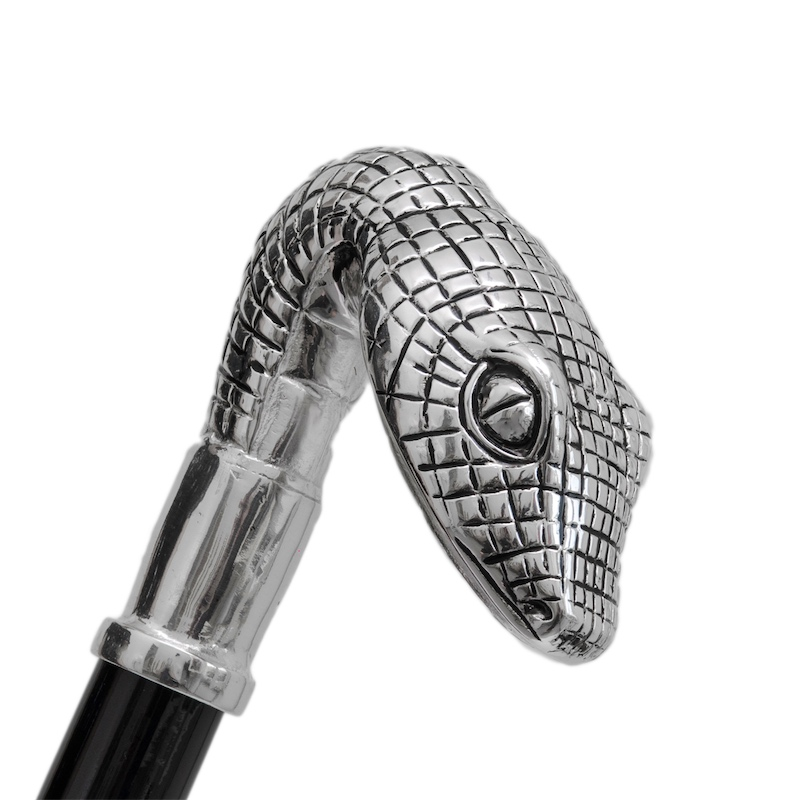 Luxury Snake Head Handmade Walking Cane with Metal Handle