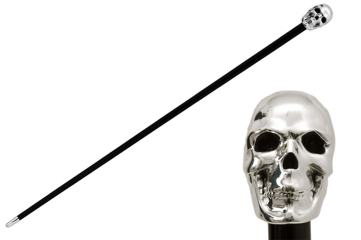 Luxury Silver Skull Handmade Walking Cane with Silver-Plated Handle