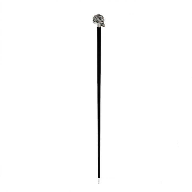 Luxury Black Swarovski Skull Walking Cane – Handmade in Italy