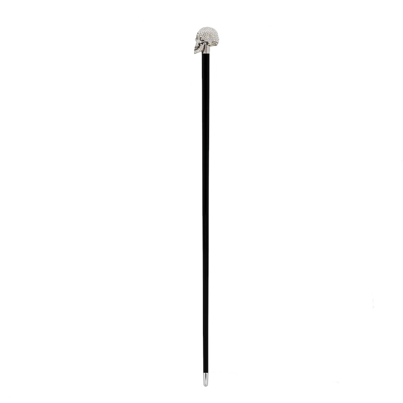 Luxury Clear Swarovski Skull Walking Cane – Handmade in Italy