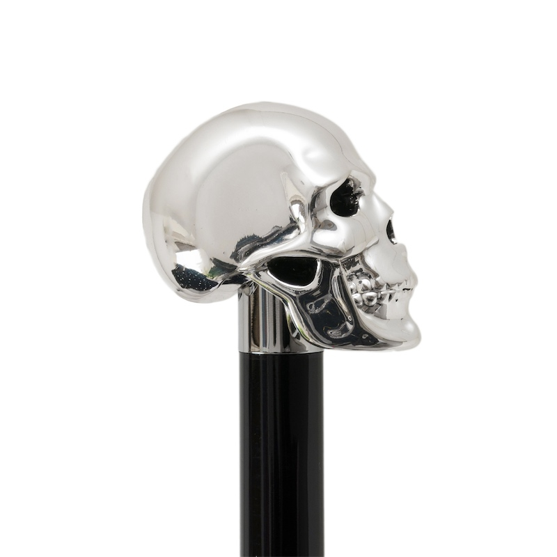 Luxury Silver Skull Handmade Walking Cane with Silver-Plated Handle