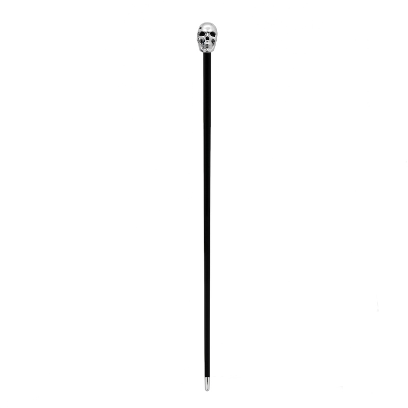 Luxury Silver Skull Handmade Walking Cane with Silver-Plated Handle