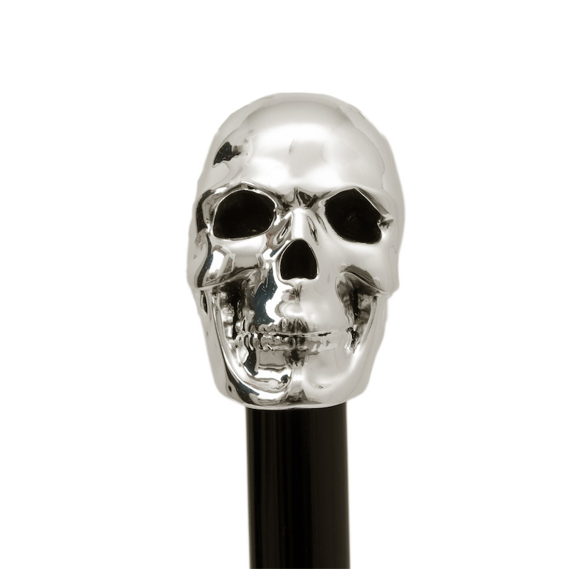 Luxury Silver Skull Handmade Walking Cane with Silver-Plated Handle