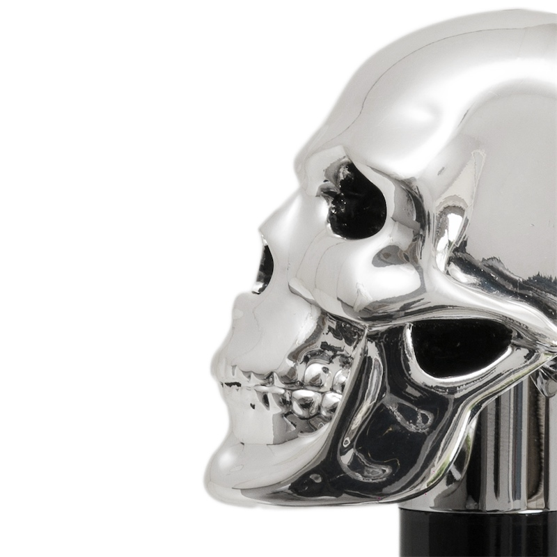 Luxury Silver Skull Handmade Walking Cane with Silver-Plated Handle