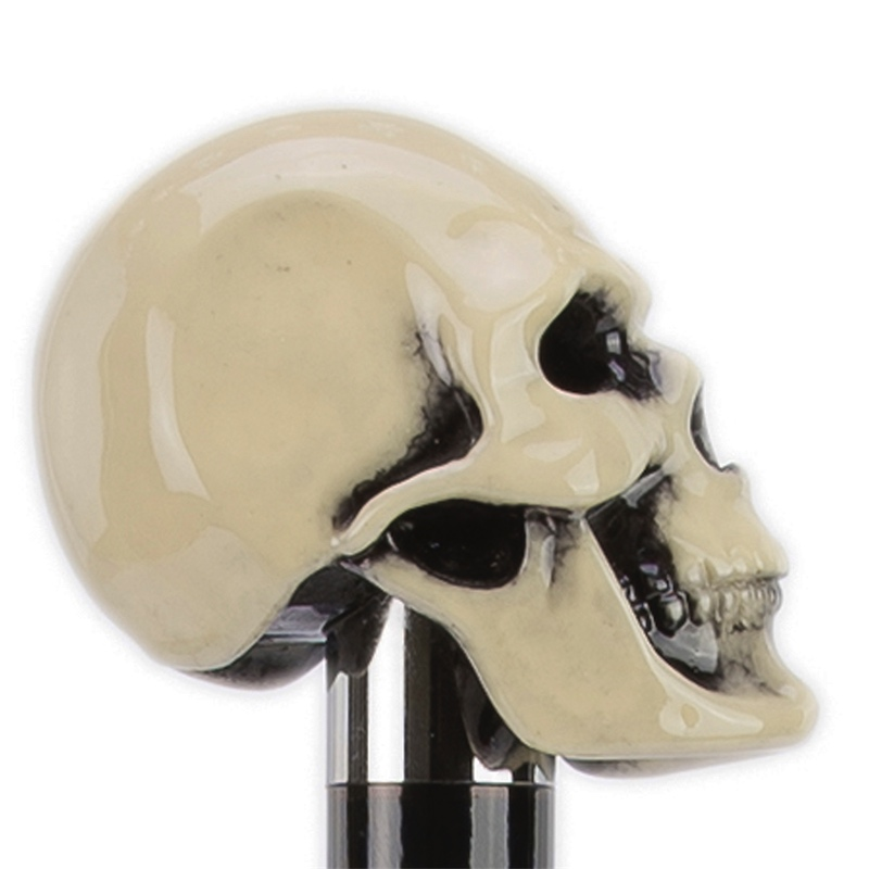 Enameled Resin Handle Bone Skull Walking Cane – Handmade in Italy