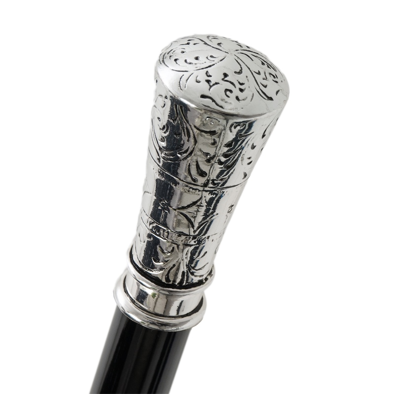 Luxury Classic Straight Silver Walking Cane – Handmade in Italy