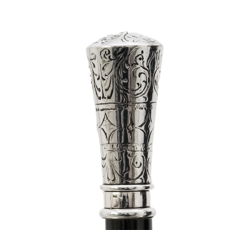 Luxury Classic Straight Silver Walking Cane – Handmade in Italy