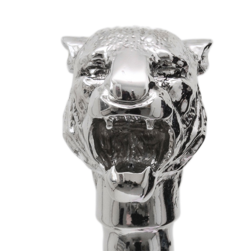 Silver Tiger Umbrella with Metal Handle – Handmade in Italy