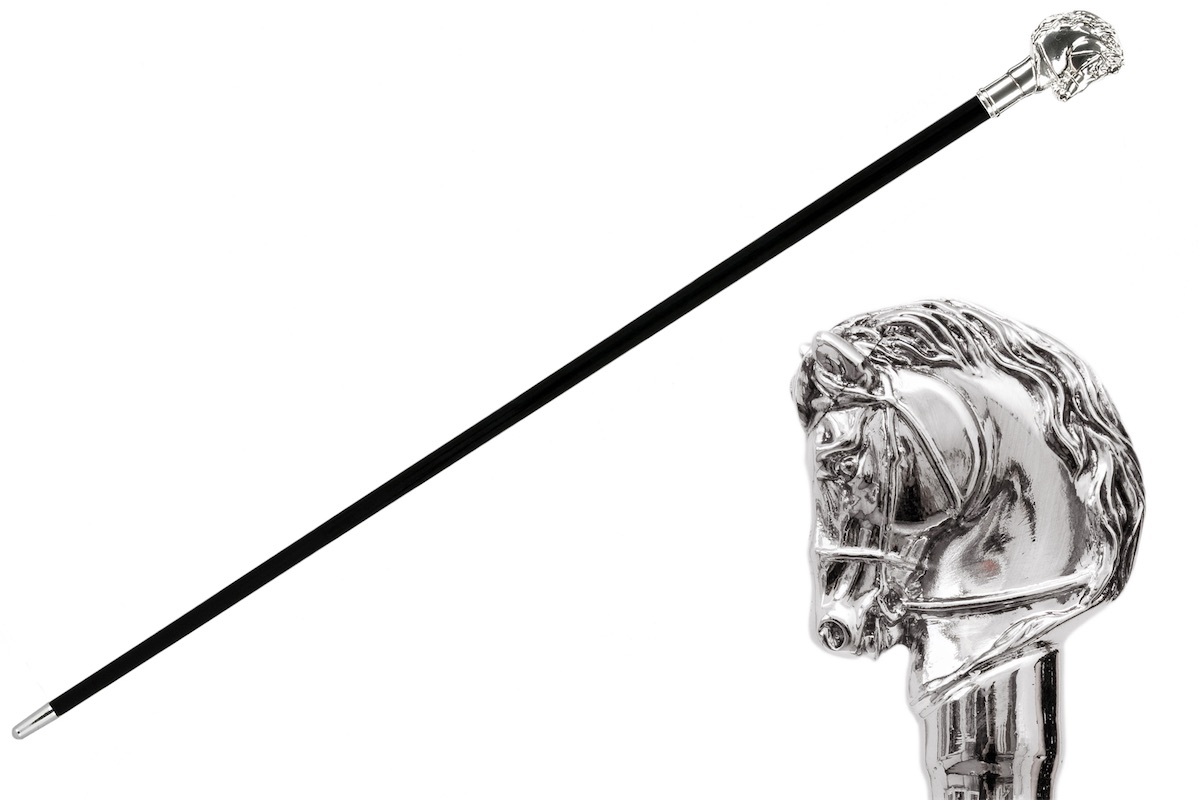 Luxury Silver Horse Handmade Walking Cane with Metal Handle