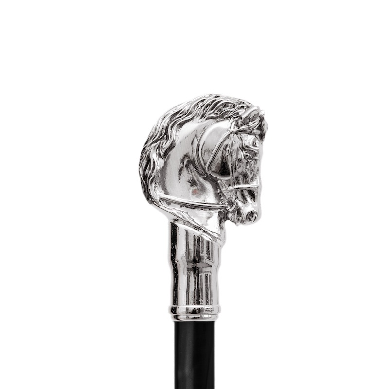 Luxury Silver Horse Handmade Walking Cane with Metal Handle