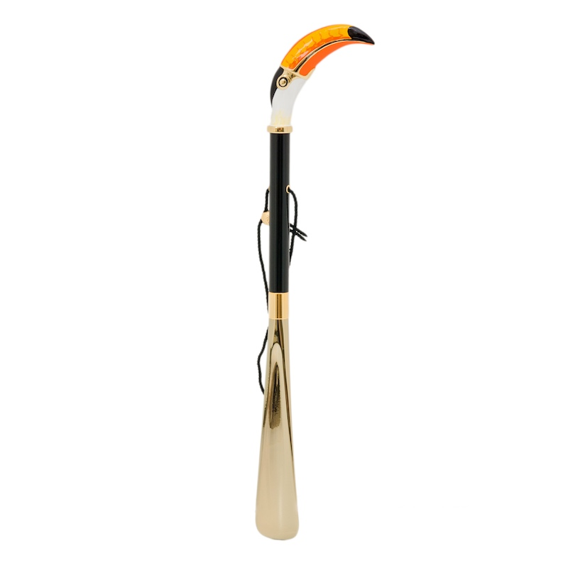 Enameled Brass Handle Toucan Shoehorn – Handmade in Italy