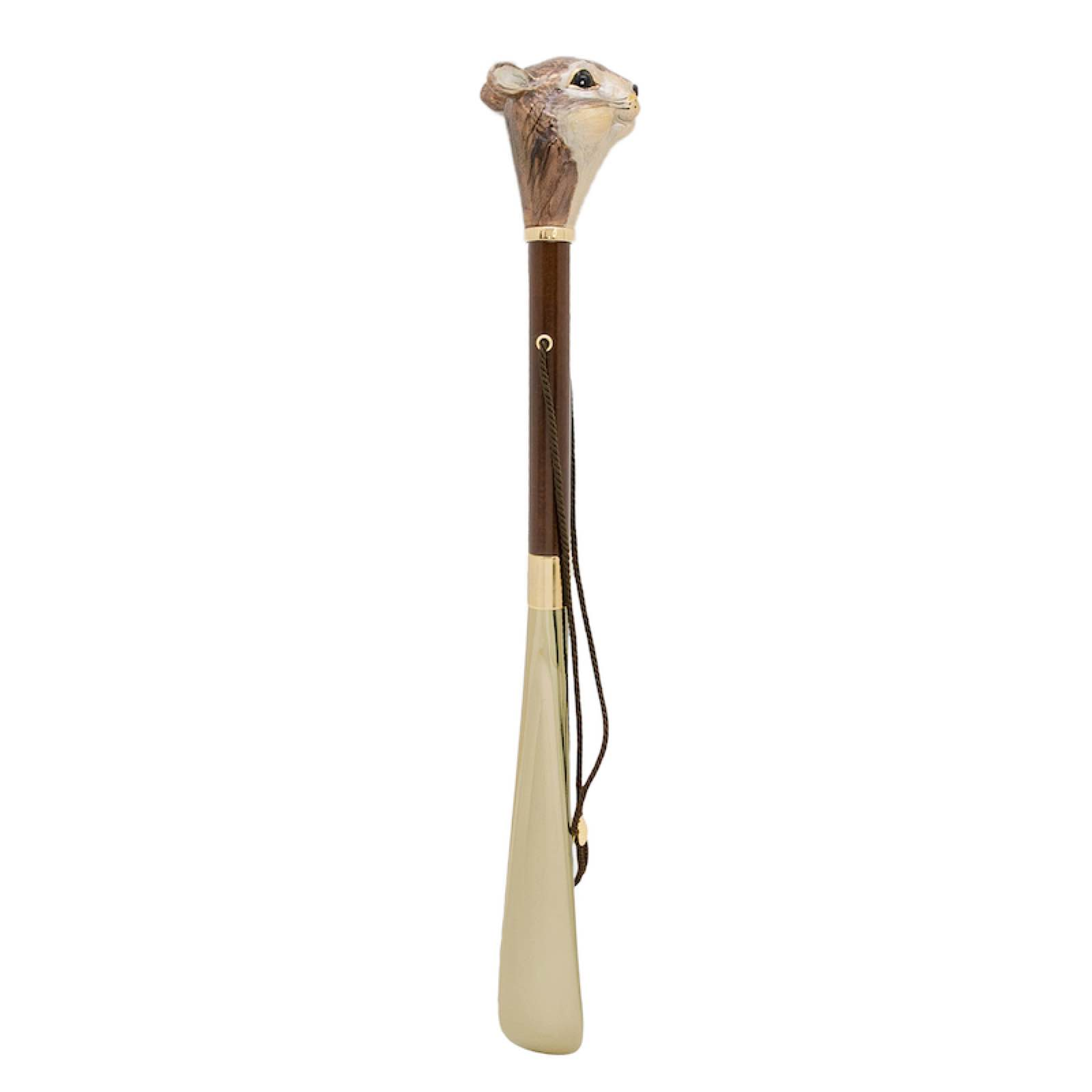 Enameled Brass Handle Squirrel Shoehorn – Handmade in Italy