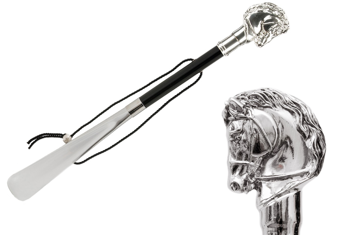Elegant Horse Handle Shoehorn in Silver – Handcrafted in Italy