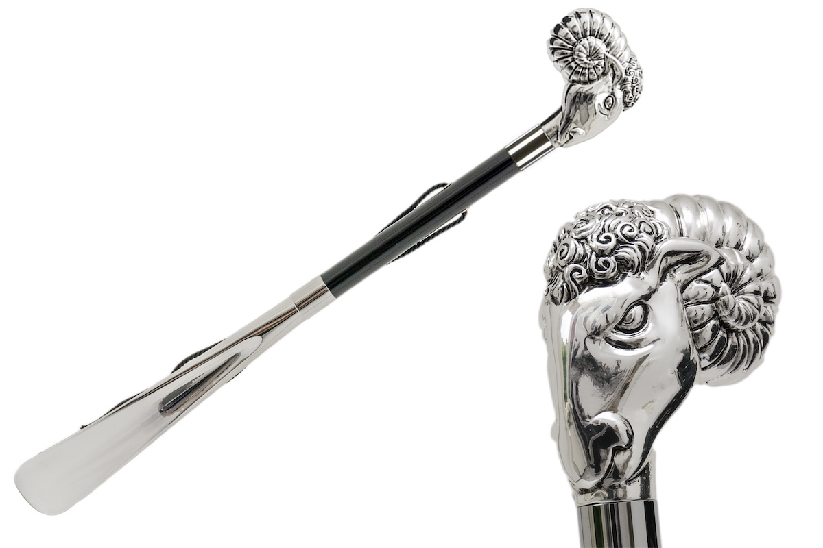 Silver Ram Silver Plated Resin Handle Shoehorn – Handmade in Italy