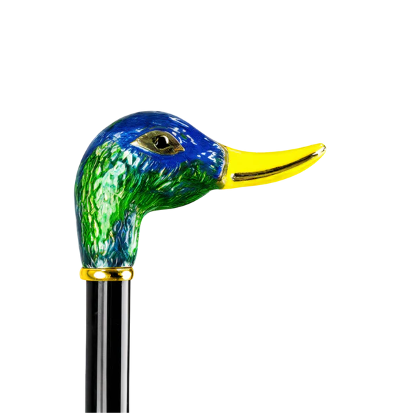 Duck Head Walking Cane – 24K Gold & Enamel Handle, Luxury Men’s Cane