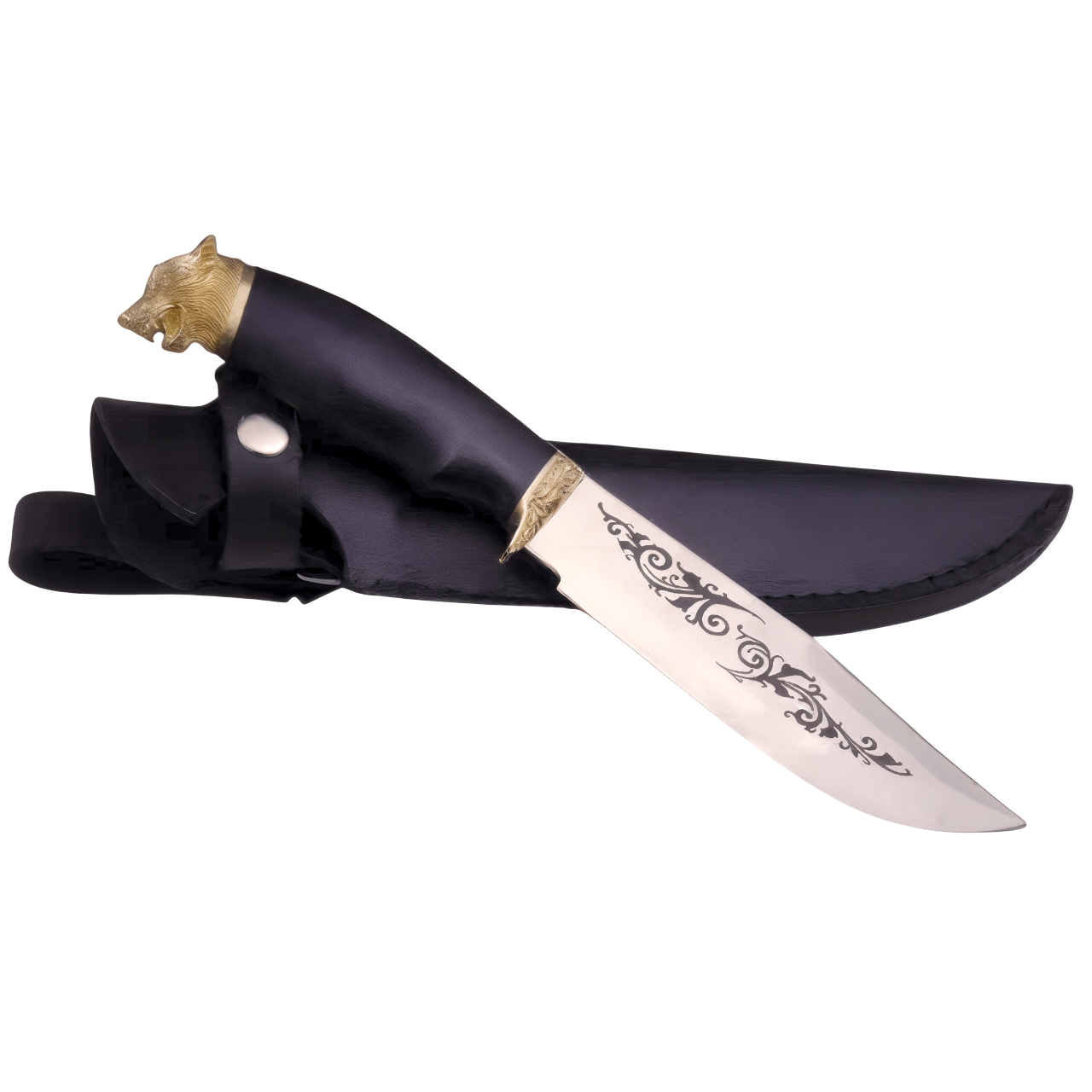Dark Wooden Handle Luxury Knife in Unique Design - Elegant Knives