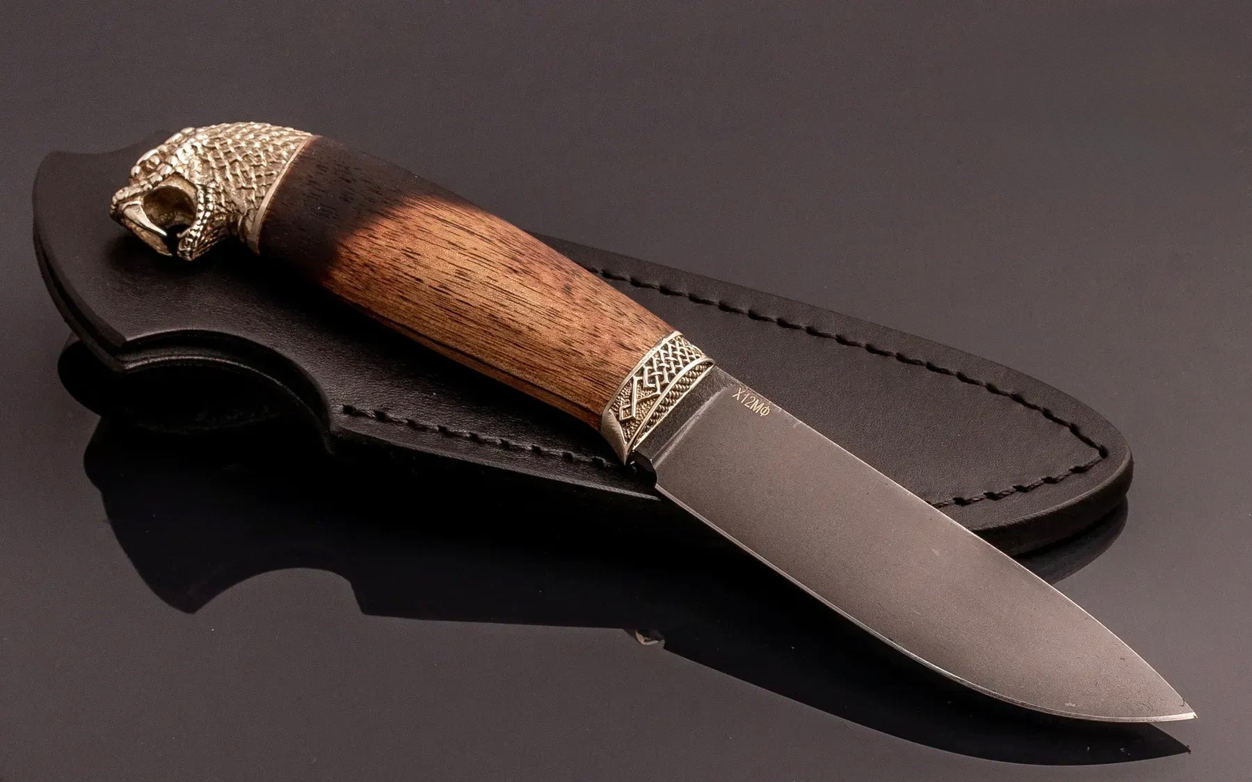 handmade art knife walnut handle