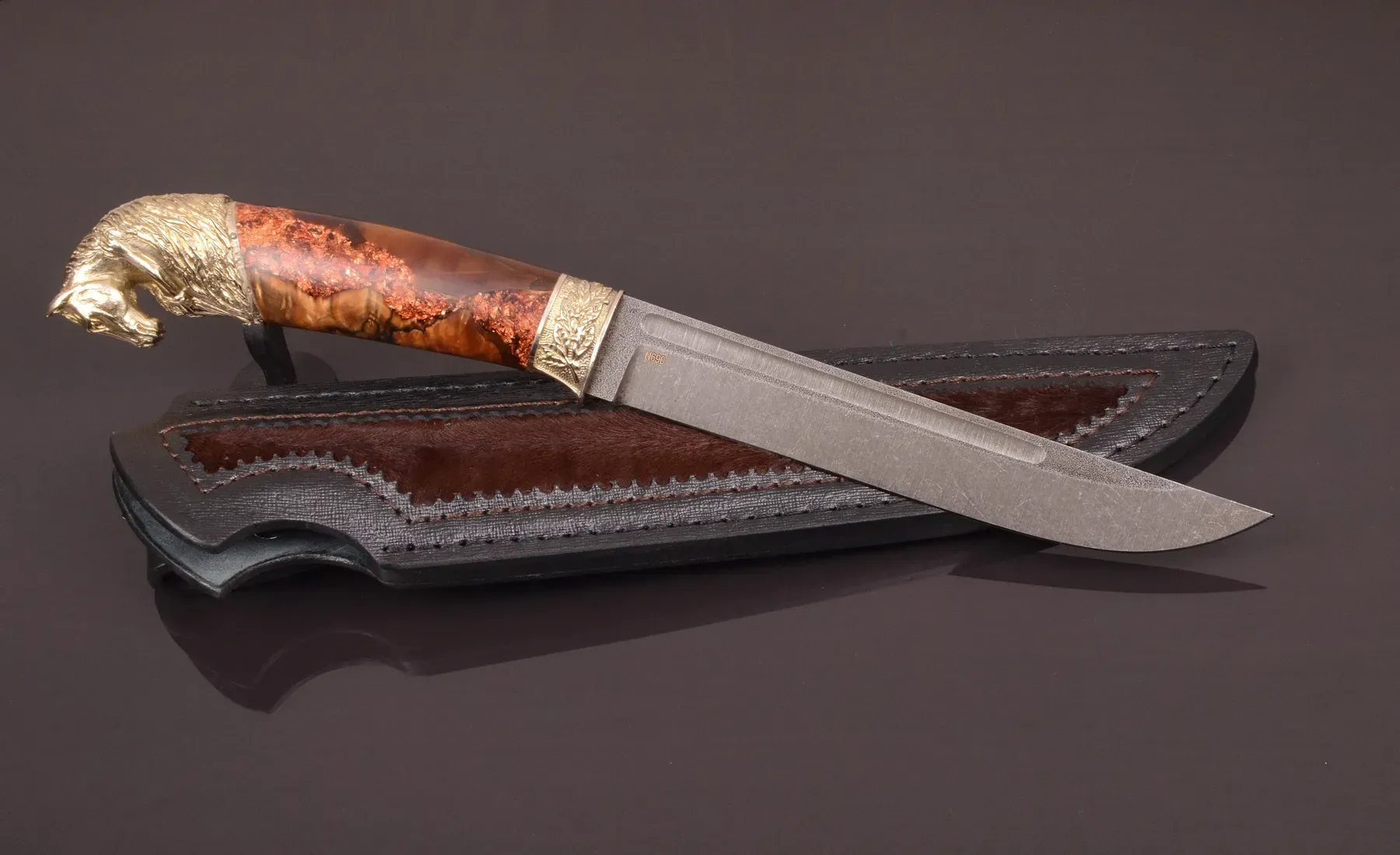 Exclusive Handmade Knife with Artistic Casting and N690 Steel Blade
